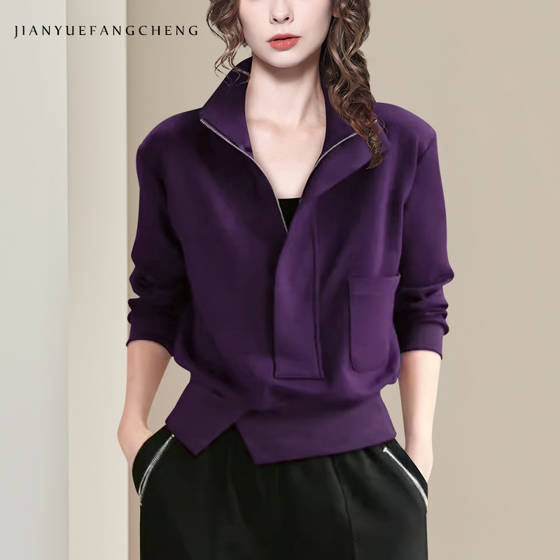 Women'S Fashion Quarter Zip - 女性用ニットスウェットシャツ、ハーフジップクロップドプルオーバーフリース、クォータージッパーフーディー、2025年秋ファッション衣装