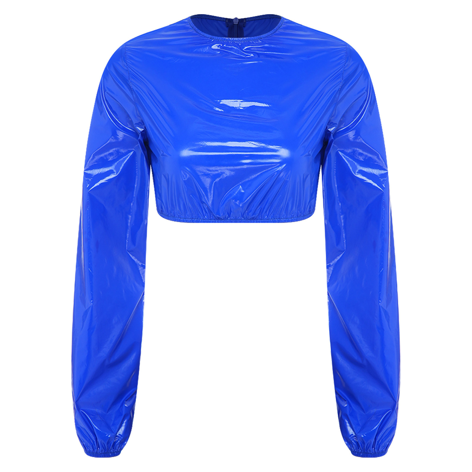 Women'S Fashion Raincoat - 女性ファッション屋外防水レインコートタンクトップ光沢のあるクロップトップ長袖 Tシャツクロップスウェットトップナイトクラブ防水ウェア