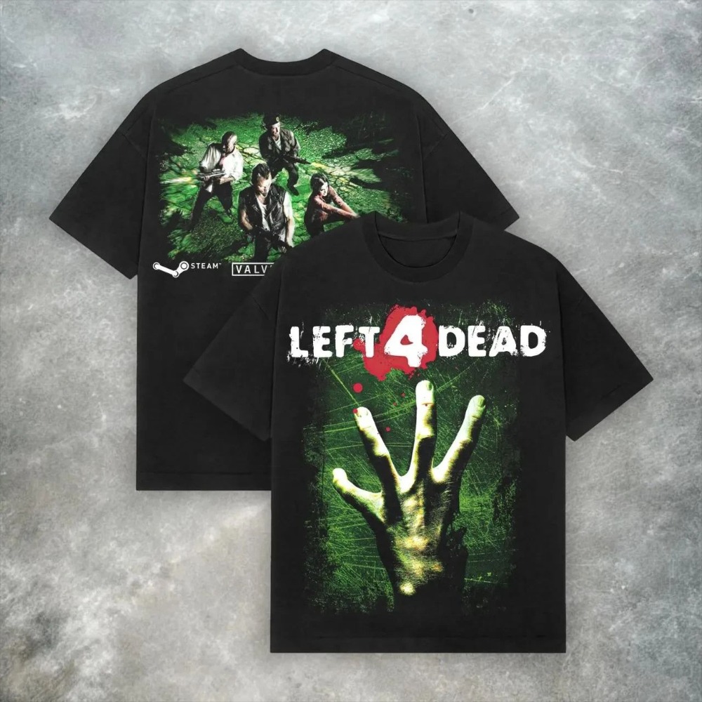 Women Fashion Video - Left 4 Dead バルブTシャツ レトロY2KゾンビシュータービデオゲームTシャツ 夏用