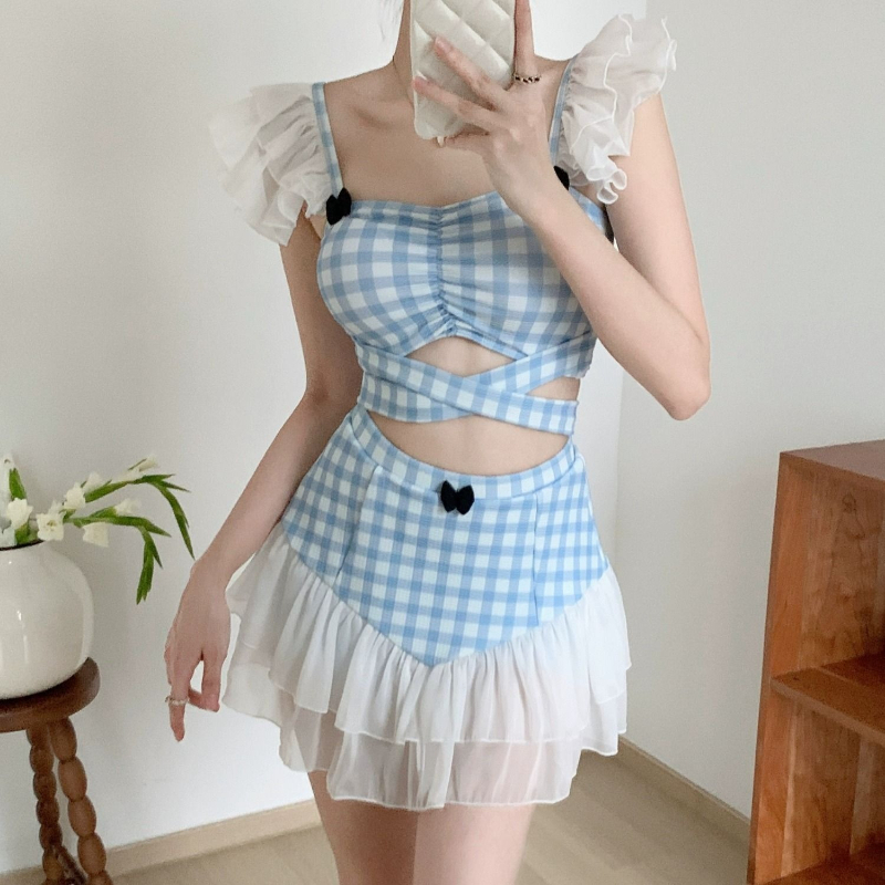 Women'S Fashion Suit - レディーススリミングホルター水着かわいいちょう結びレトロハイネック水着ファッション夏休みプールパーティー衣装