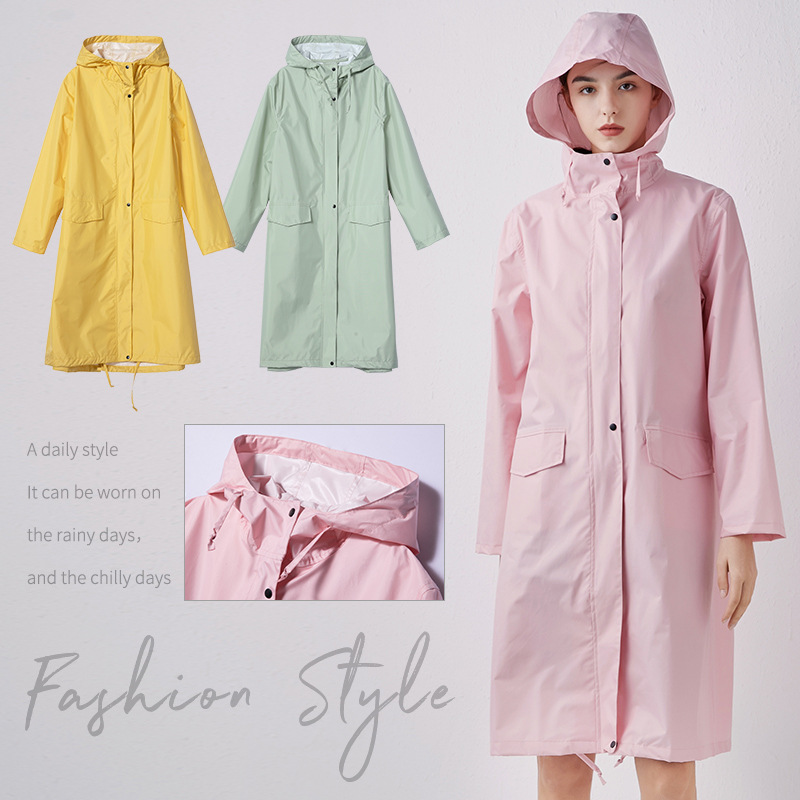 Women'S Fashion Raincoat - 男性と女性のための軽量で通気性のあるレインコート、防水ロングレインコート、大人のための防風ハイキングジャケット、屋外レインウェア、新しいファッション