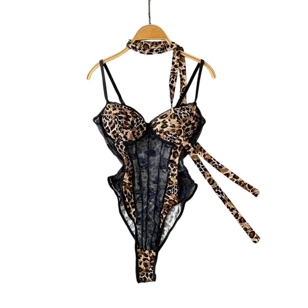 Women'S Fashion Underwear - 女性 Hotsweet V ネックヒョウスリムヴィンテージストラップボディスーツシックなレーススリムジャンプスーツ快適なファッション下着