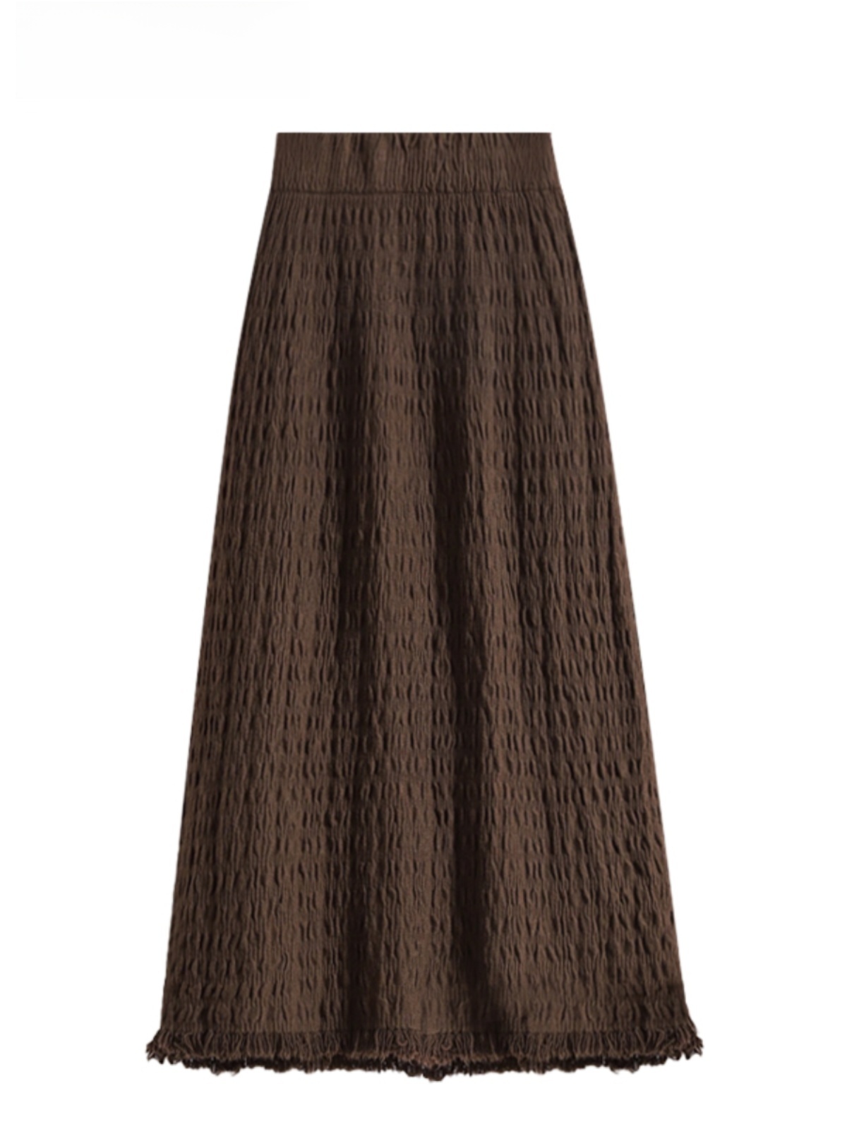 A-Line Skirt Midi - ハイウエストニットミディスカート、女性用プラスサイズAラインスカート、フリンジ付き裾、韓国スタイルカジュアルウェア、春シーズン向け