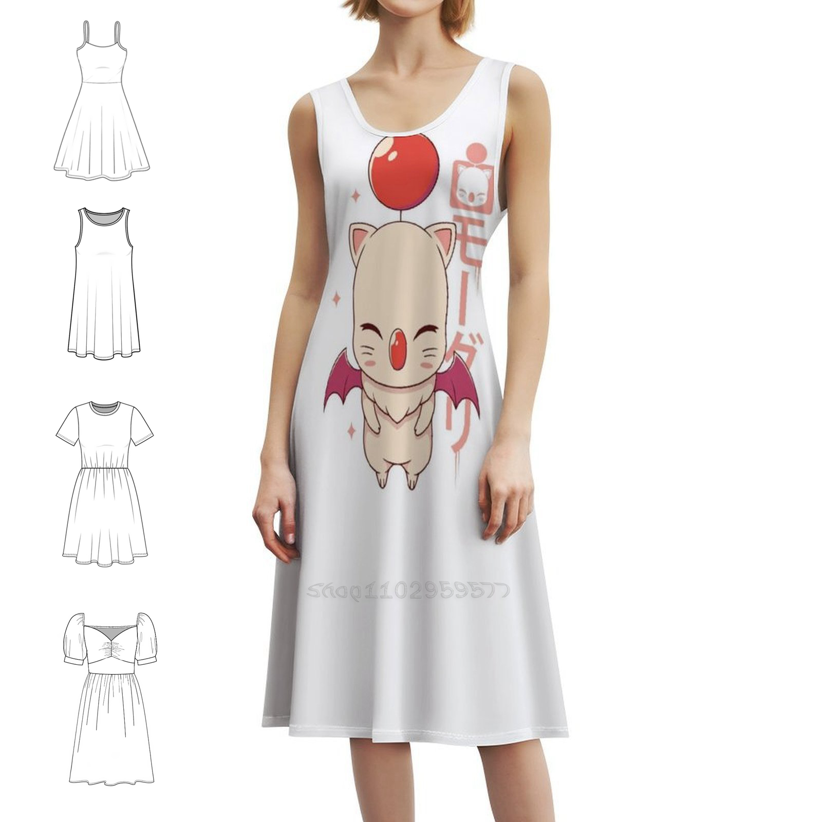 Women Fashion Gown - モーグリ・クポ！ ボヘミアンシックドレス エレガントファッション ビーチウェディングパーティードレス ファイナルファンタジーVII クラウド・ストライフ