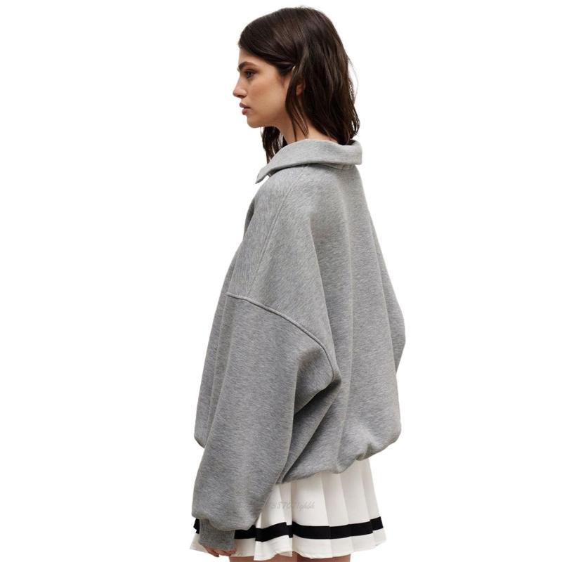 Women'S Fashion Quarter Zip - X5XA 女性ファッション長袖クォータージップスウェットシャツハーフジッパーカジュアルルーズプルオーバートップスかわいい秋服ストリート