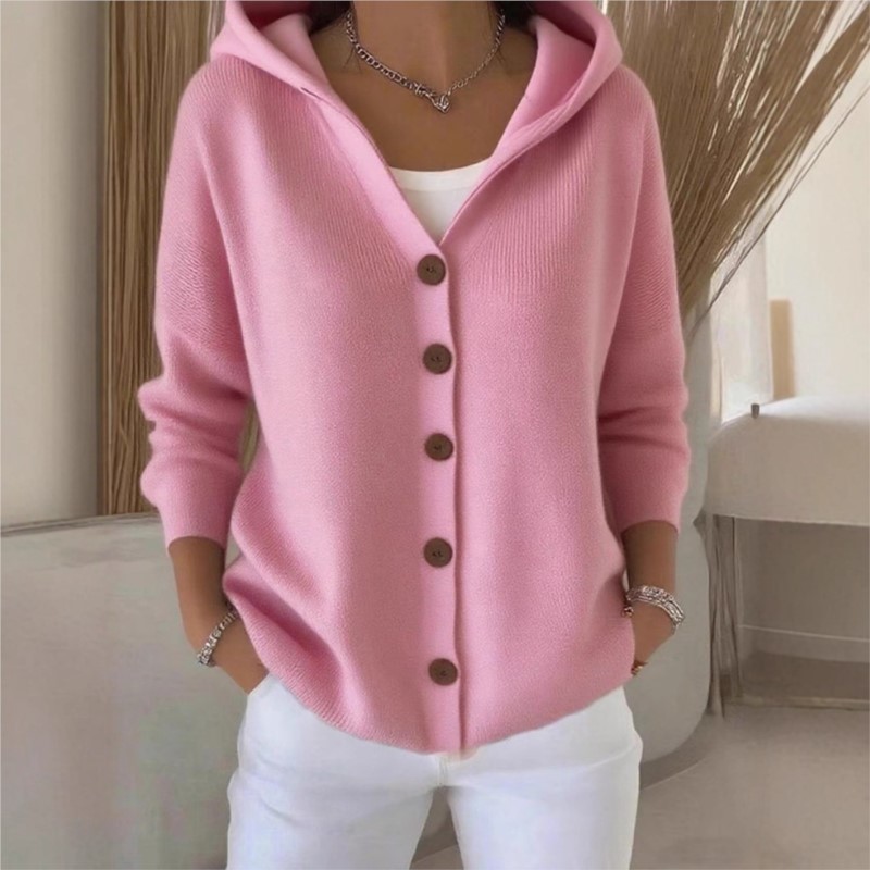 Women'S Fashion Quarter Zip - シンプルなファッションニットフード付きトップ新しい秋冬女性のカジュアルルーズ長袖カーディガンニットスウェットシャツジャケット女性