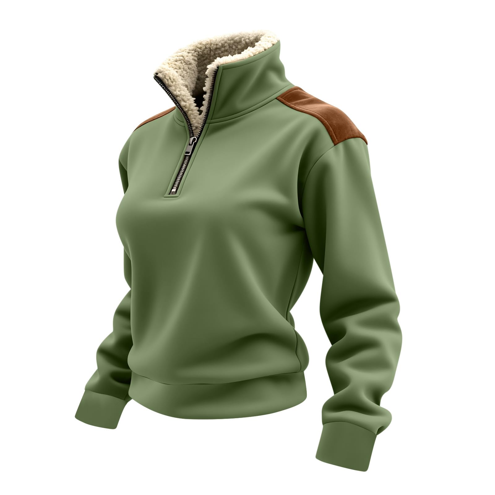 Women'S Fashion Quarter Zip - 長袖トップス レディース トップス レディース 秋 スウェットシャツ