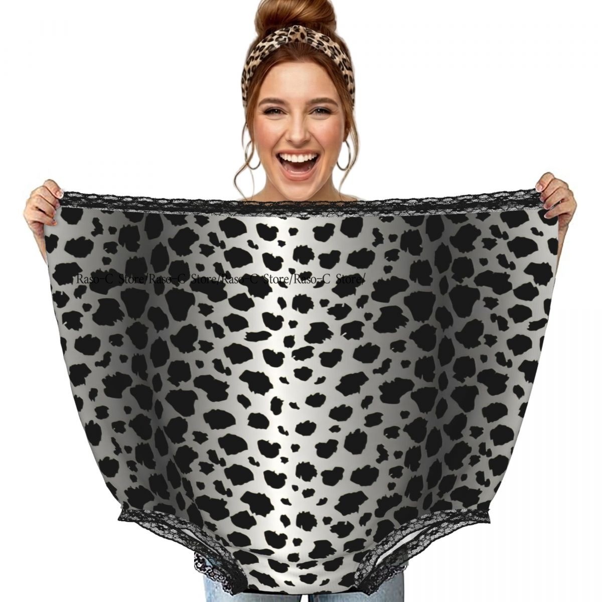 Women'S Fashion Underwear - 面白いギャグおばあちゃん下着ヒョウ柄黒と白のファッション背景サプライズギフト