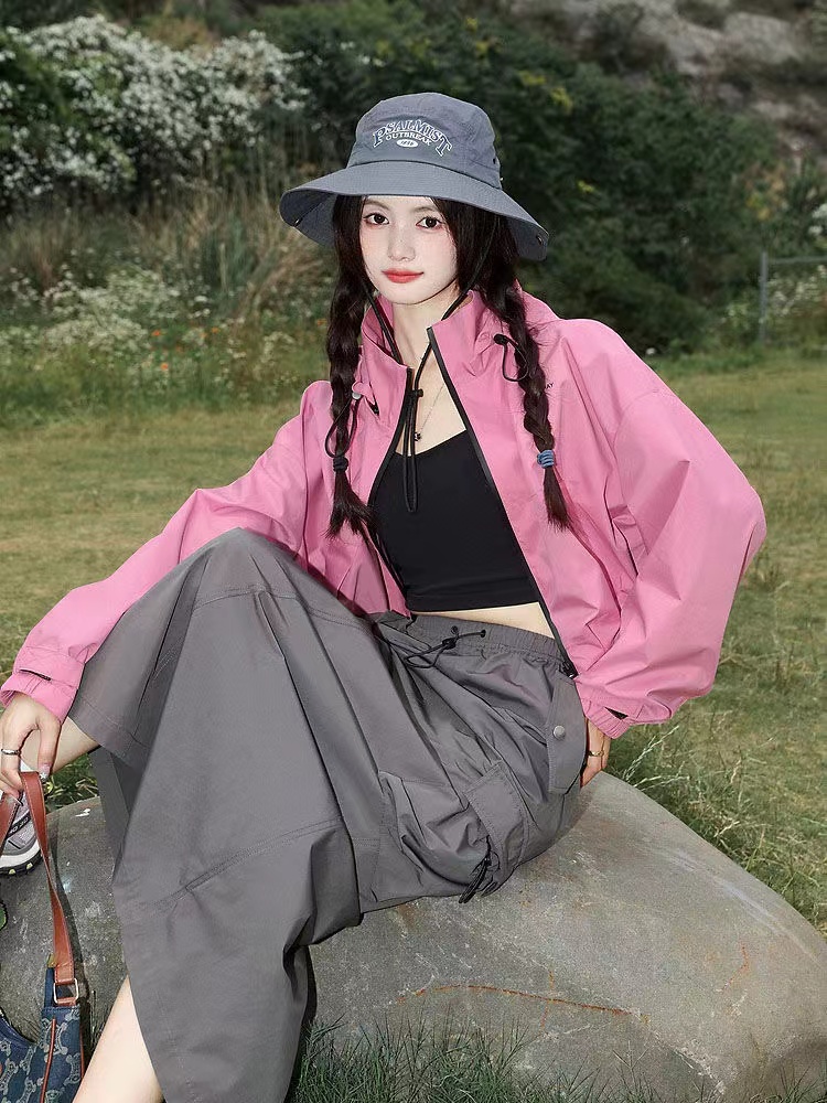 Women'S Fashion Raincoat - トレンチコート女性レディース防水レインコートカジュアルベーシックアウトドア軽量巾着ハイキング服ファッションベルト固体