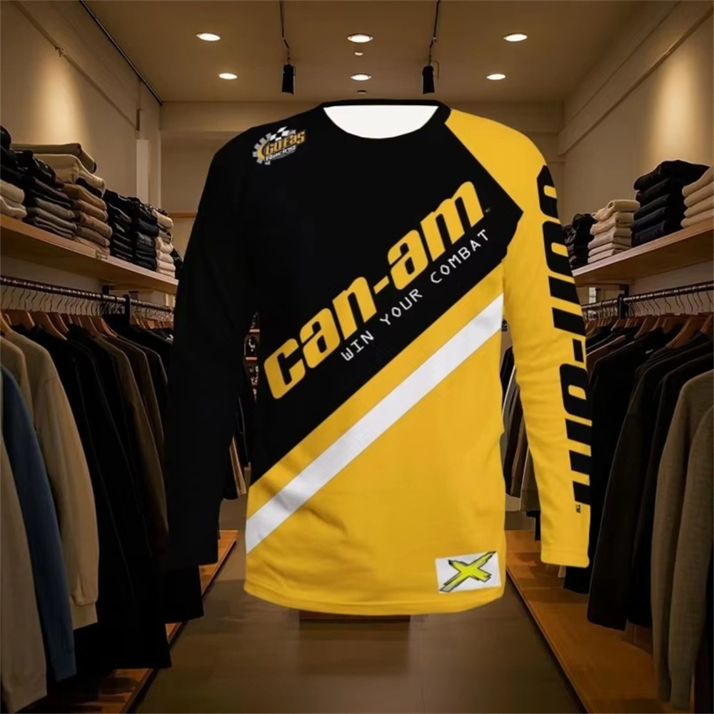 Women'S Fashion Jersey - バイクレース用長袖ラウンドネックTシャツ、男女兼用、ファッショナブルなCan Amチーム長袖Tシャツ、スポーツメンズウェア
