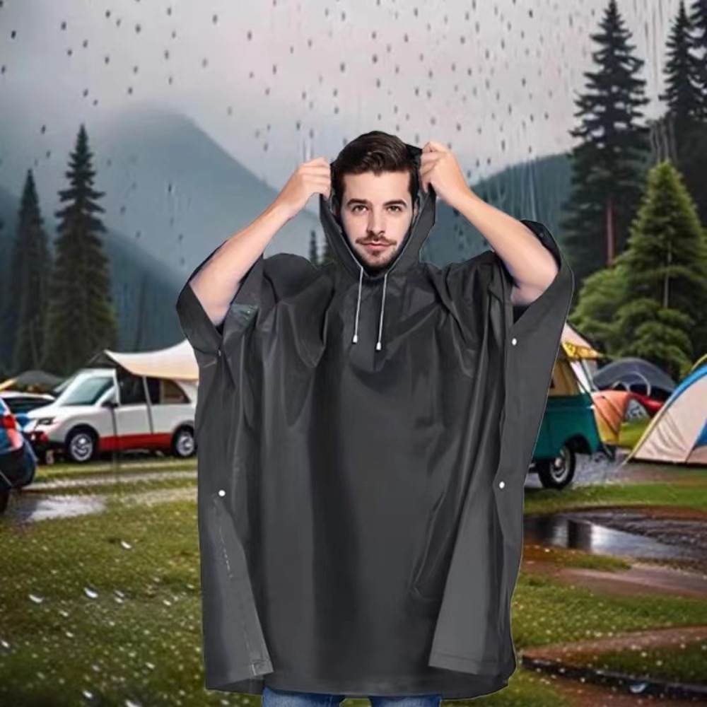 Women'S Fashion Raincoat - 男性と女性のための防水ロングフード付きレインコート,黒,大人のファッション,アウトドアバイク,サイクリング,ハイキング,釣り