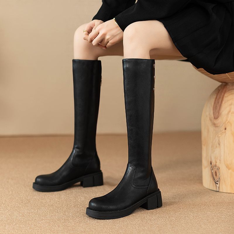 Women'S Fashion Winter 2025 - 秋冬ミドルヒールレディースニーハイ丈防水PUファッション2025ブーツデザイナー高級ワークレディースロングブーツ