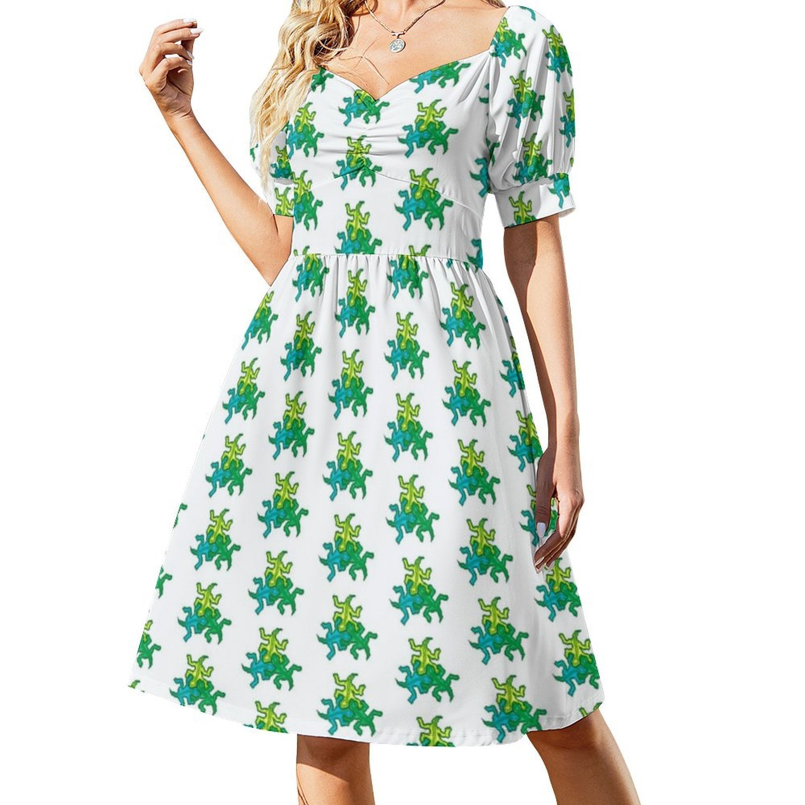 ピクセルアート エッシャー トカゲ ボヘミアンシック ドレス - Women Fashion Gown のレビューと価格