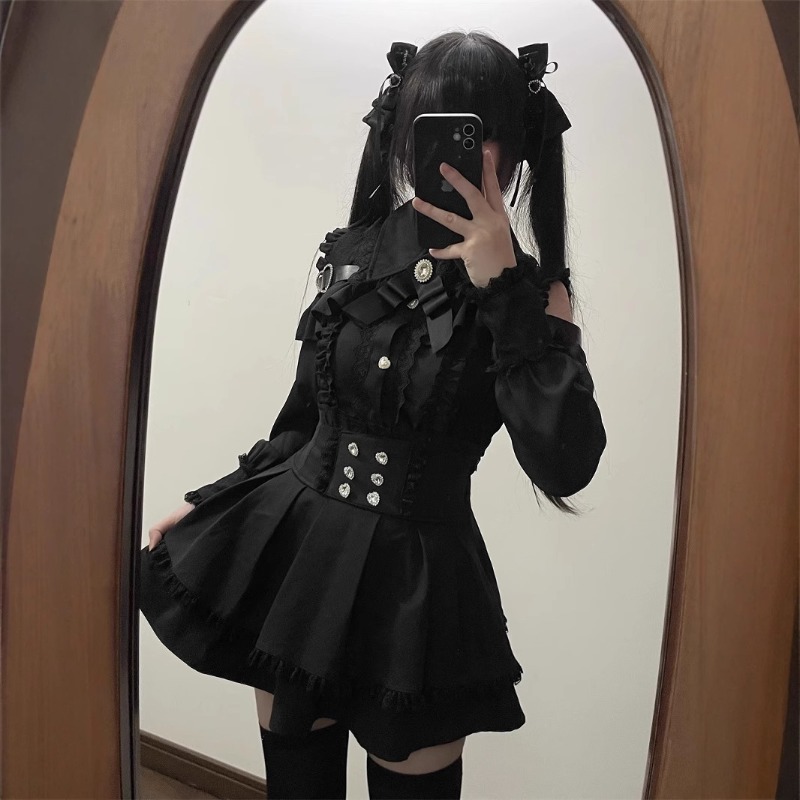 女性用ジャイライケイ衣装、和風ロリータスカートセット、可愛い - Women'S Y2K Fashion Aesthetic のレビューと価格