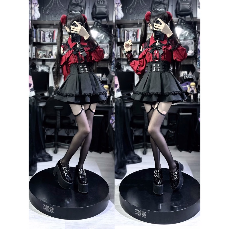 女性用ジャイライケイ衣装、和風ロリータスカートセット、可愛い - Women'S Y2K Fashion Aesthetic のレビューと価格