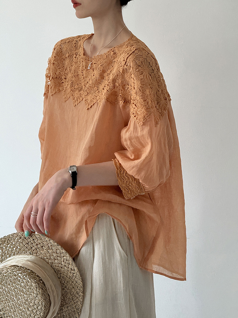 2026 女性夏 100% リネンブラウス半袖薄いファッショ - Women'S Fashion Jersey のレビューと価格
