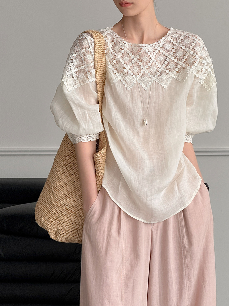 2026 女性夏 100% リネンブラウス半袖薄いファッショ - Women'S Fashion Jersey のレビューと価格