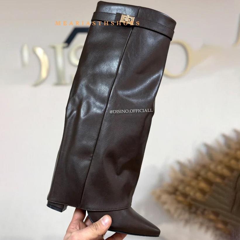 レディースチャンキーヒールニーハイブーツ、ポインテッドトゥ、 - Women'S Fashion Winter 2025 のレビューと価格