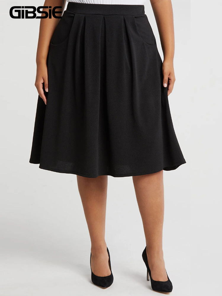 GIBSIE プラスサイズ無地ニットミディスカート女性春夏ハ - A-Line Skirt Midi のレビューと価格