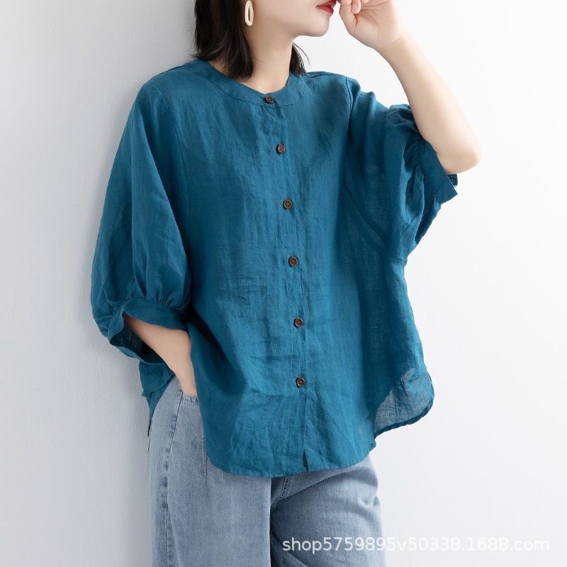 プラスサイズの女性の無地の快適なブラウス、ゆったりとしたコッ - Women'S Fashion Jersey のレビューと価格