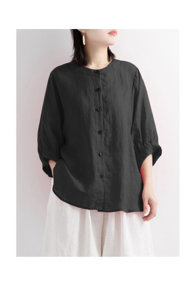 プラスサイズの女性の無地の快適なブラウス、ゆったりとしたコッ - Women'S Fashion Jersey のレビューと価格