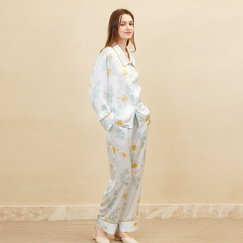 ファッションデイジープリントパジャマ女性長袖エレガントな 1 - Women'S Fashion Suit のレビューと価格