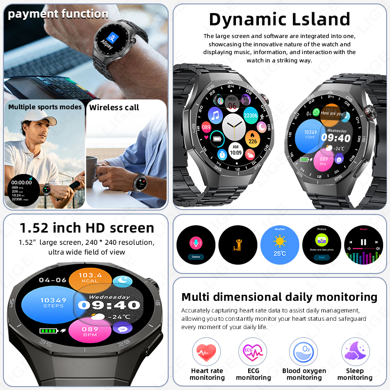 LIGE ECGスマートウォッチ Android対応 心拍数 - Women Fashion Week 2026 のレビューと価格