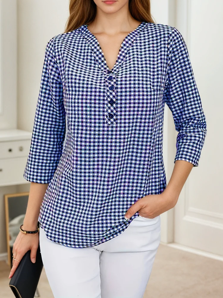 プラスサイズ 春秋 レディース 上質チェック柄 ファッション - Women'S Fashion Jersey のレビューと価格
