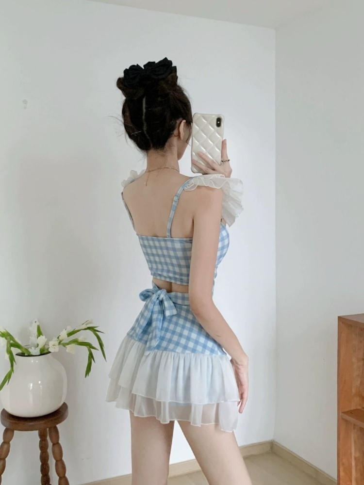 レディーススリミングホルター水着かわいいちょう結びレトロハイ - Women'S Fashion Suit のレビューと価格