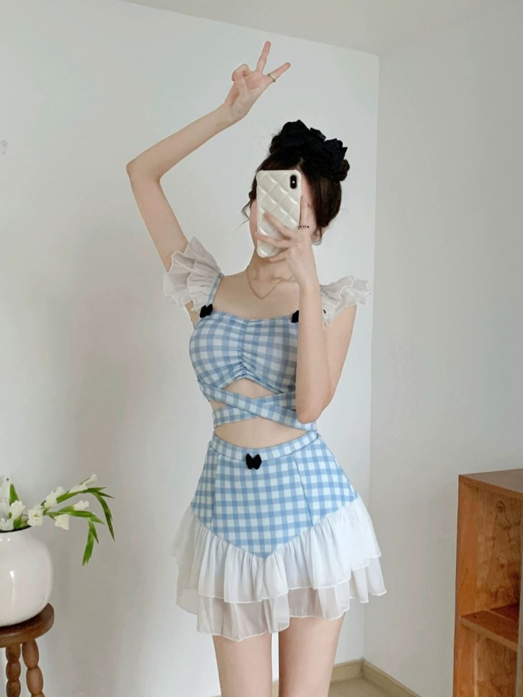 レディーススリミングホルター水着かわいいちょう結びレトロハイ - Women'S Fashion Suit のレビューと価格