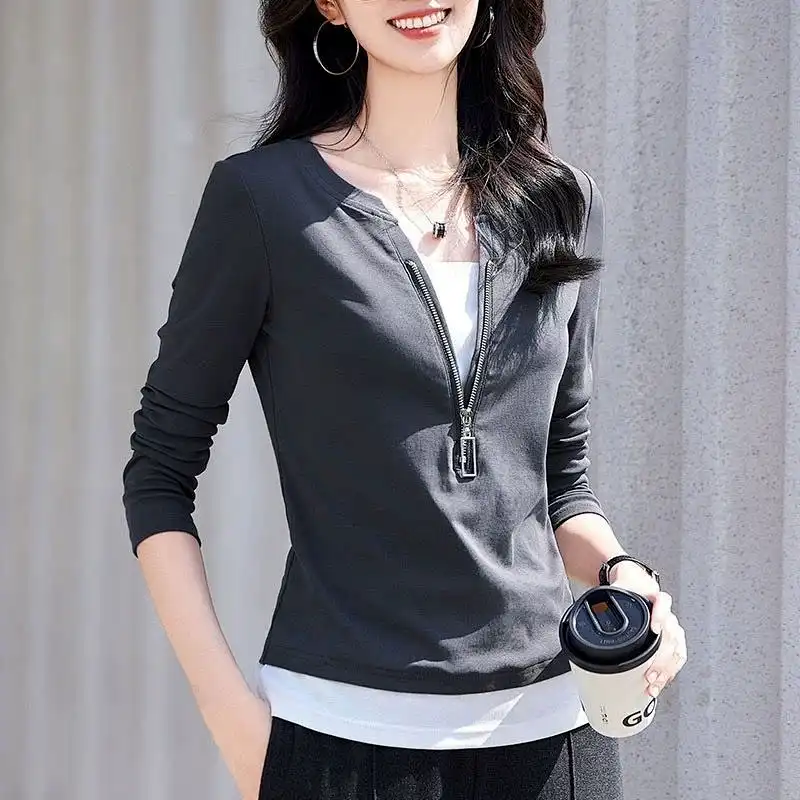 レディースファッション Vネック ジップアップ 長袖 フェイ - Women'S Fashion Quarter Zip のレビューと価格