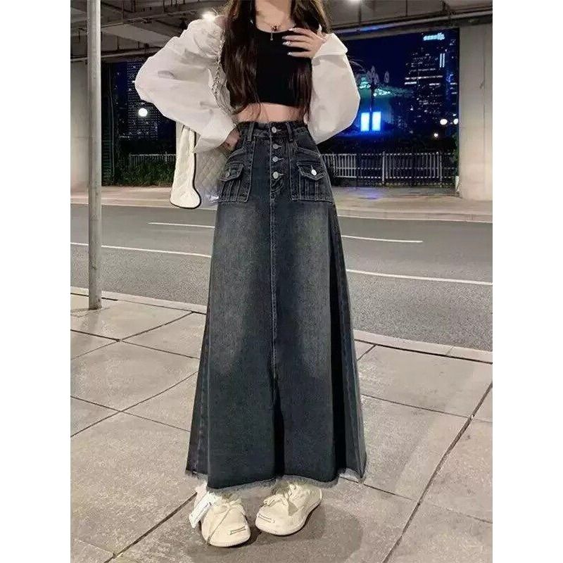 ハイウエストAラインミディ丈デニムスカート レディース 夏  - A-Line Skirt Midi のレビューと価格