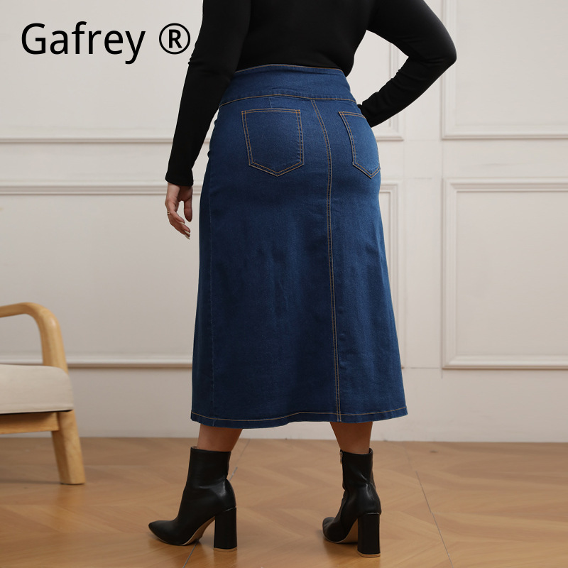 プラスサイズ ハイウエスト ボタンフロント デニムジーンズス - A-Line Skirt Midi のレビューと価格