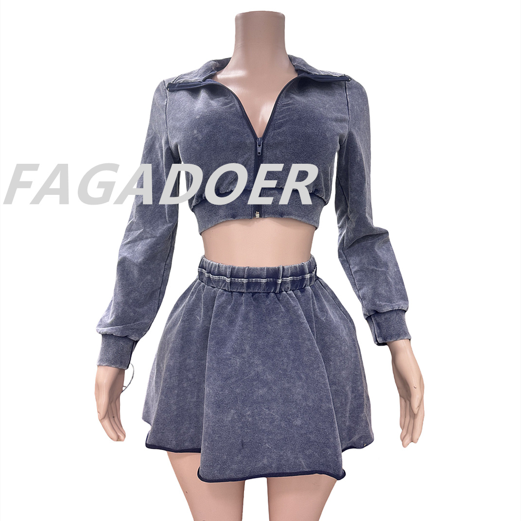 Fagadoer-レディース2ピースセット、ジッパーとミニス - Women'S Fashion Quarter Zip のレビューと価格
