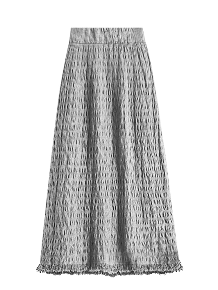 ハイウエストニットミディスカート、女性用プラスサイズAライン - A-Line Skirt Midi のレビューと価格