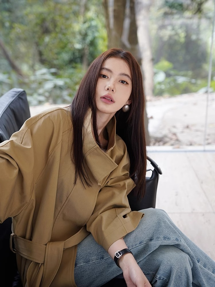 ブラウントレンチレディースファッショナブルレインコートバケー - Women'S Fashion Raincoat のレビューと価格