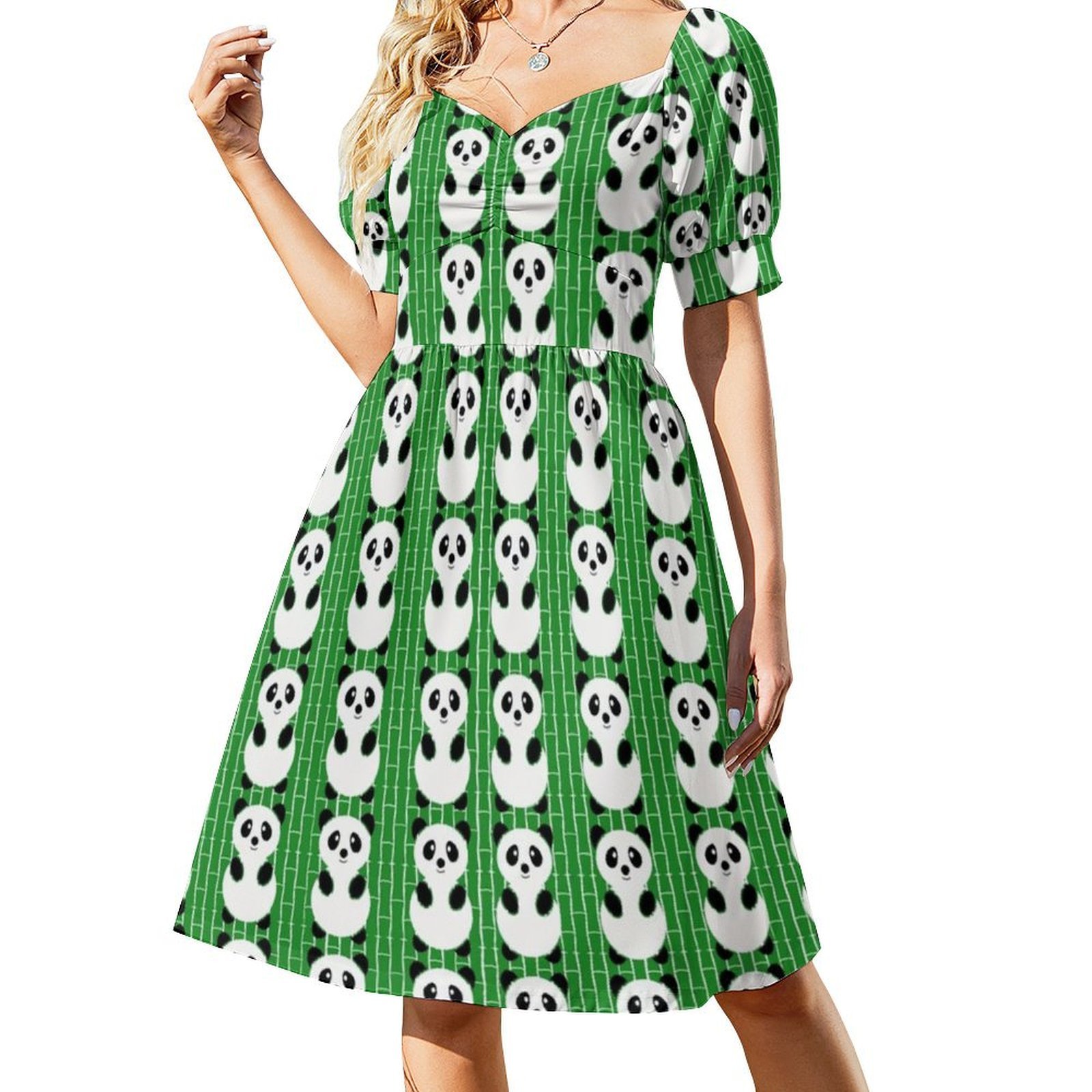 パンダ柄ボヘミアンシックドレスエレガントファッションビーチウ - Women Fashion Gown のレビューと価格