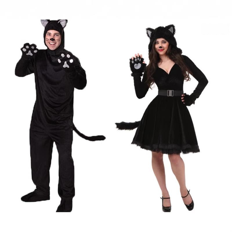 ハロウィン女性カップルスーツ黒ワンピース親子衣装動物コスチュ - Women'S Fashion Suit のレビューと価格
