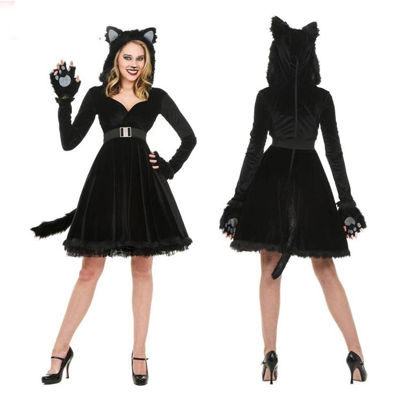 ハロウィン女性カップルスーツ黒ワンピース親子衣装動物コスチュ - Women'S Fashion Suit のレビューと価格