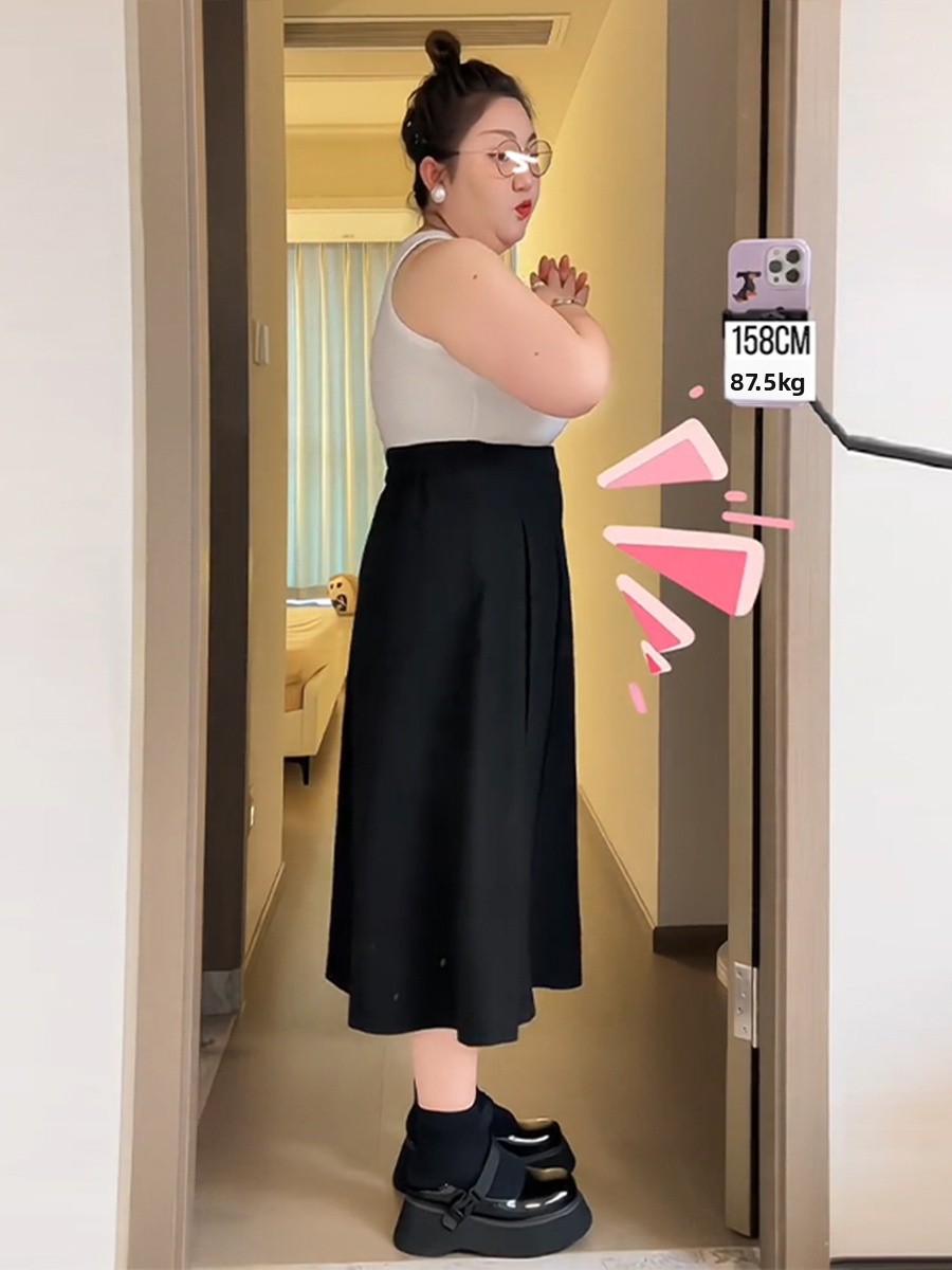 プラスサイズ ビジネスカジュアル ミディスカート Aライン  - A-Line Skirt Midi のレビューと価格