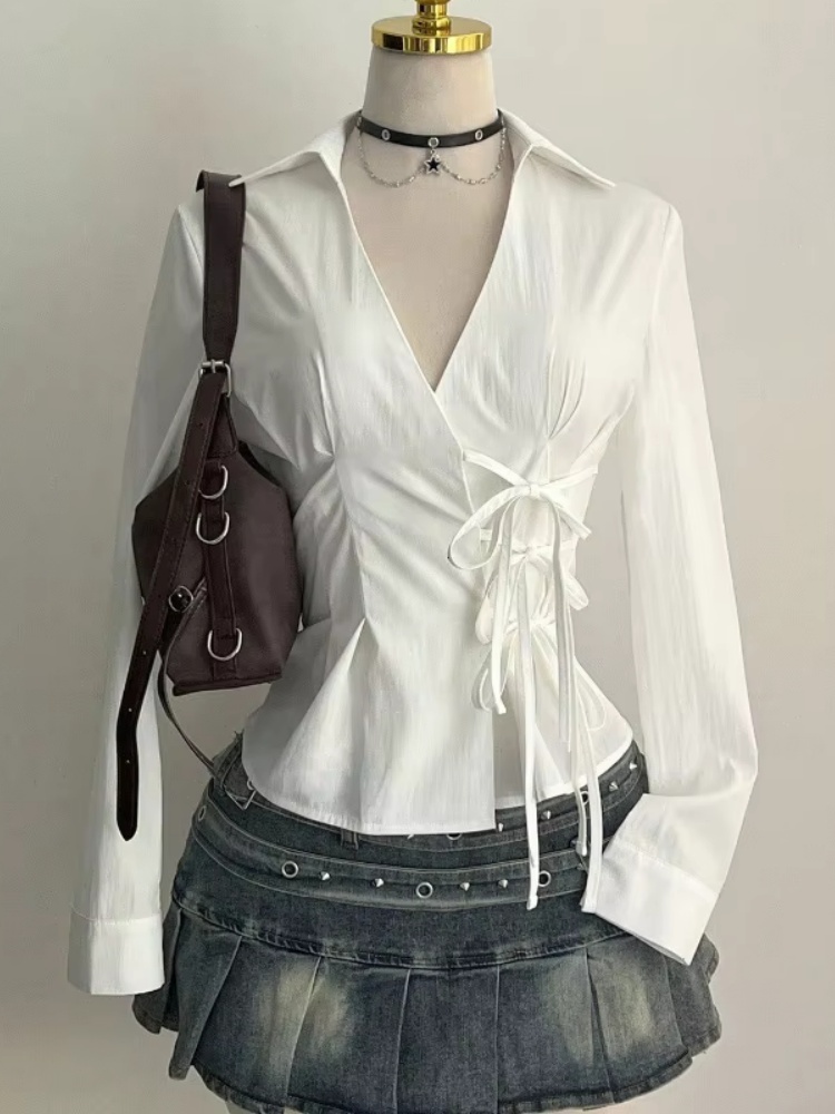ファッション長袖ブラウスセクシーな女性スリムフィットシャツ  - Women'S Y2K Fashion Aesthetic のレビューと価格