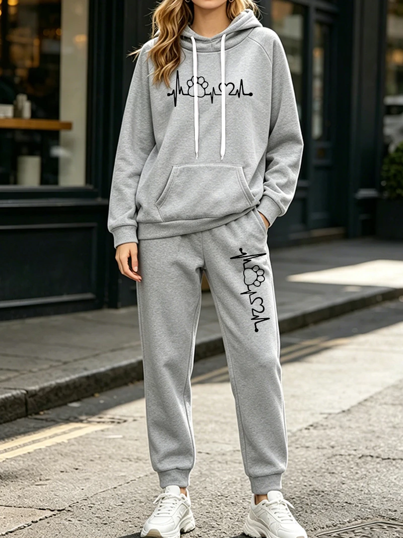 ファッション女性の 2 個セット秋冬カジュアルフード付きスウ - Women'S Fashion Suit のレビューと価格