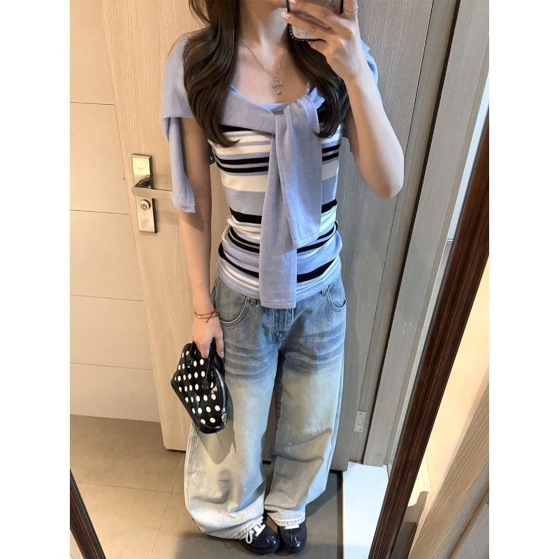 ブルーのニットスーツ レディース 2026年新作 ショート丈 - Women'S Y2K Fashion Aesthetic のレビューと価格