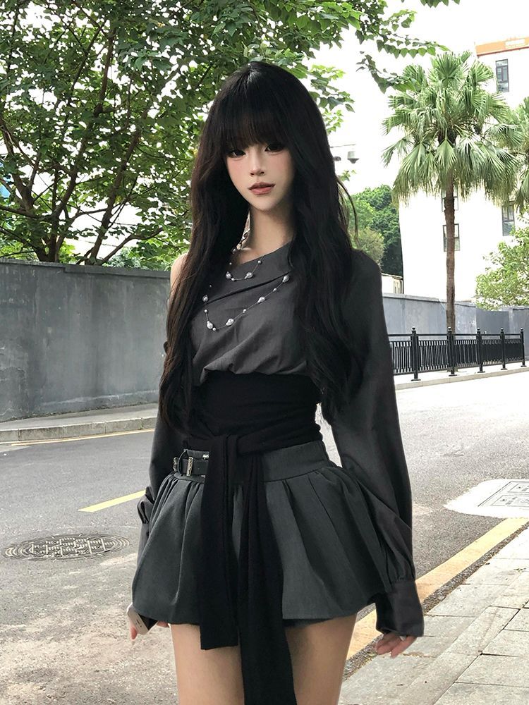 2026年ホットガールセクシーゴシックスリムオフショルダーT - Women'S Y2K Fashion Aesthetic のレビューと価格