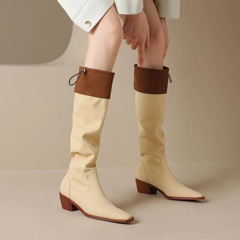 アプリコットスクエアトゥレディースロングブーツ防水ファッショ - Women'S Fashion Winter 2025 のレビューと価格