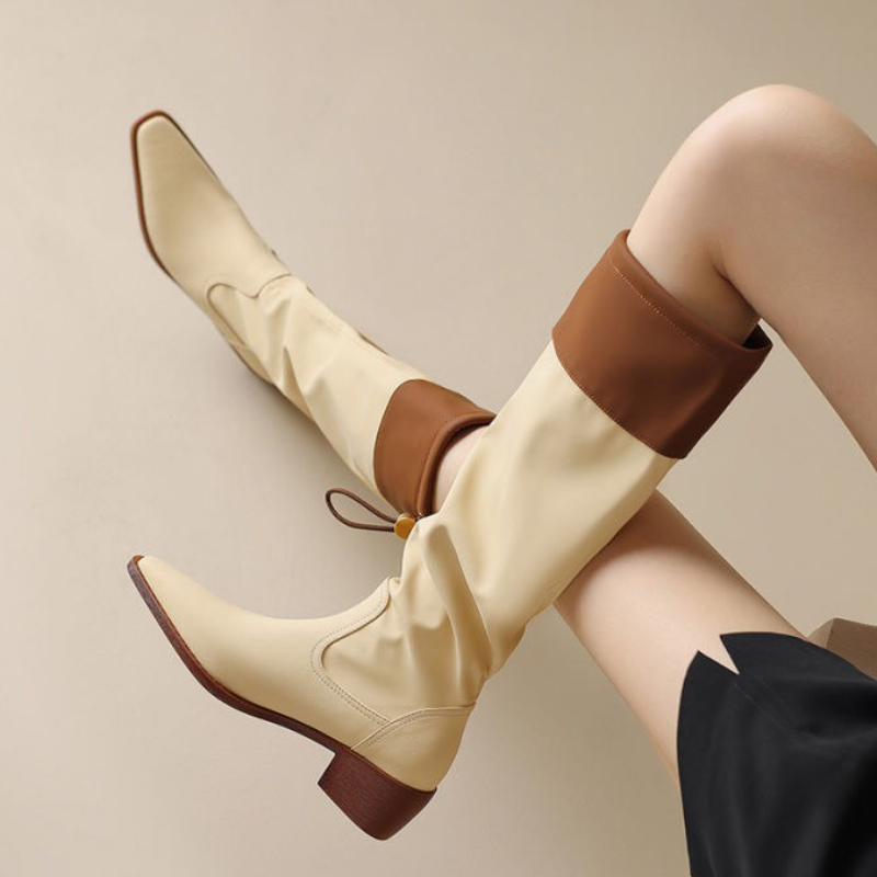 アプリコットスクエアトゥレディースロングブーツ防水ファッショ - Women'S Fashion Winter 2025 のレビューと価格