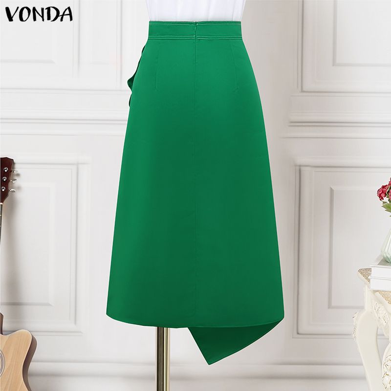 VONDA プラスサイズ 5XL エレガントな女性のサテンス - A-Line Skirt Midi のレビューと価格