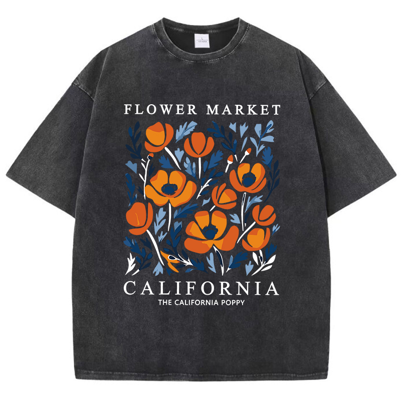 フラワーマーケットカリフォルニアプリントウォッシュ Tシャツ - Women'S Fashion Market Size のレビューと価格