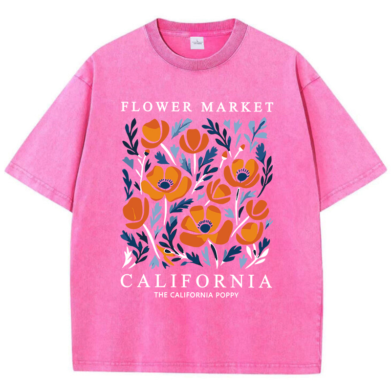 フラワーマーケットカリフォルニアプリントウォッシュ Tシャツ - Women'S Fashion Market Size のレビューと価格