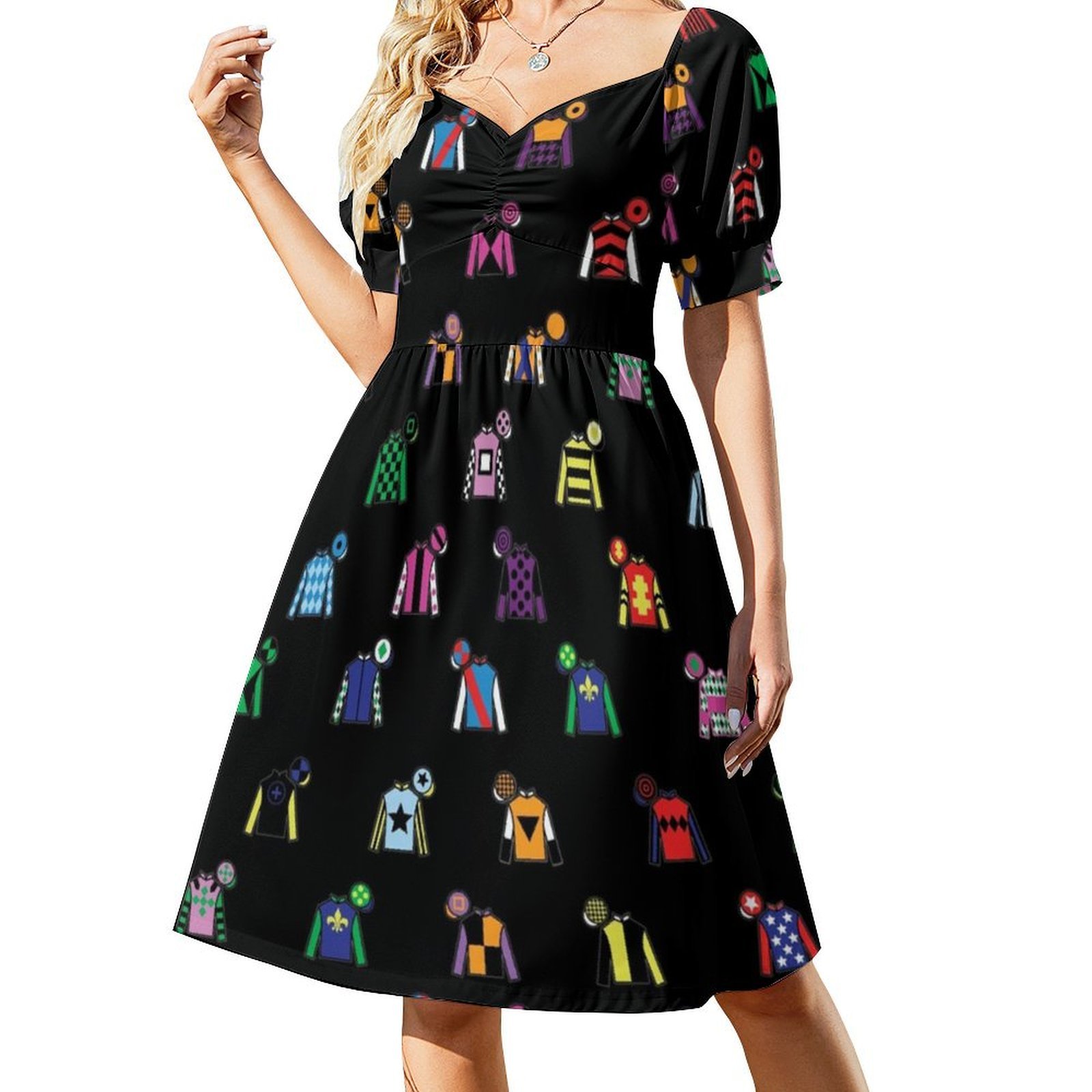 競馬ジョッキー シルクプリント ブラック ボヘミアンシックド - Women Fashion Gown のレビューと価格